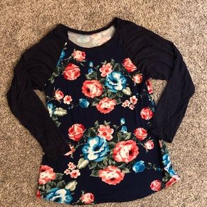Floral print raglan T